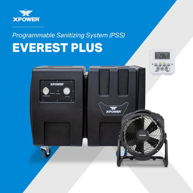XPOWER Everest PLUS Programmable Sanitizing System Ultimate Air Purifier Sanitizer primary product showcase highlighting key features and benefits for professional emergency preparedness applications