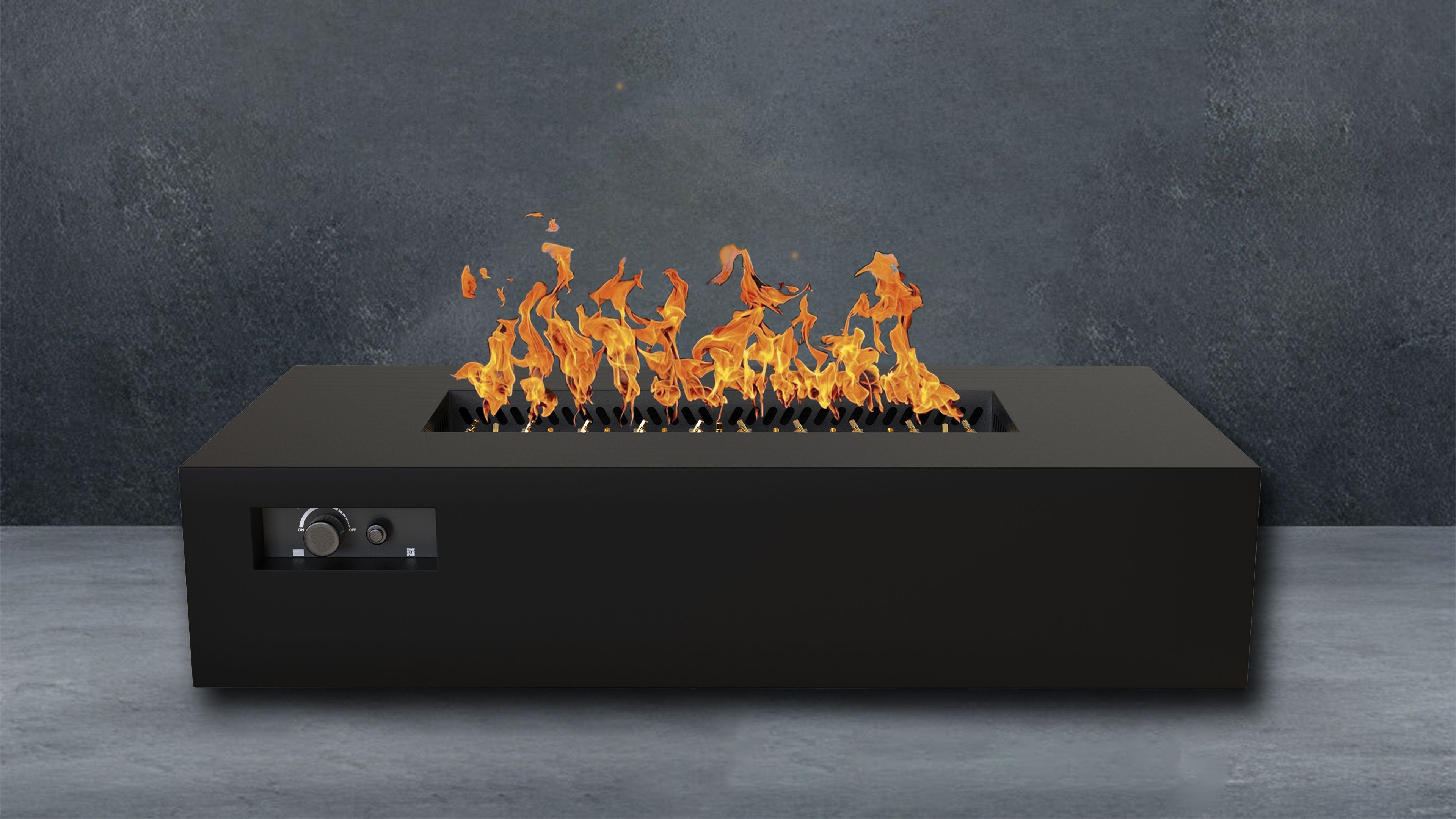 Black color Warming Trends R72 Rectangular AOS Fire Table with 290,000 BTU CROSSFIRE® Burner