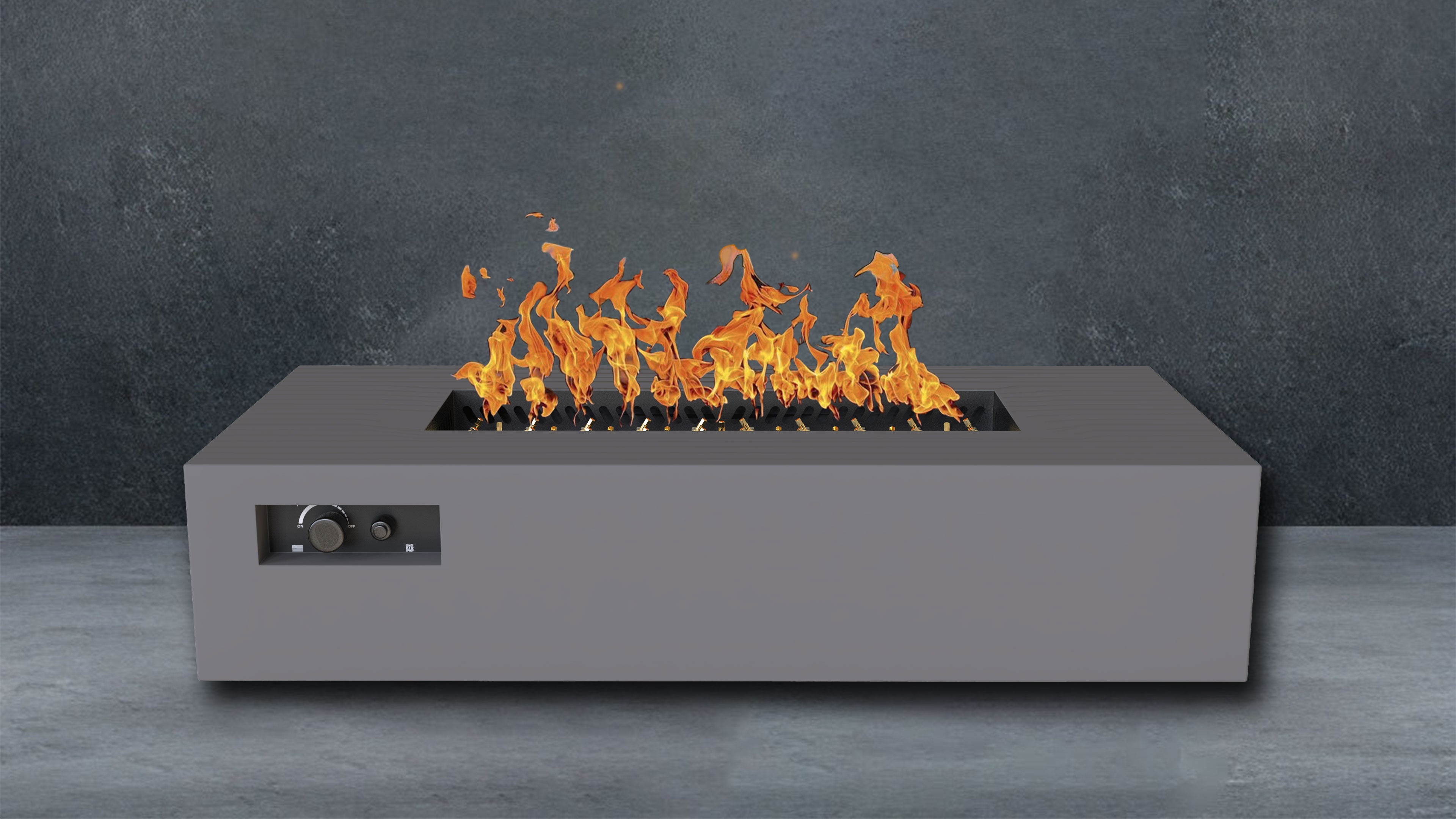 Grey color Warming Trends R72 Rectangular AOS Fire Table with 290,000 BTU CROSSFIRE® Burner