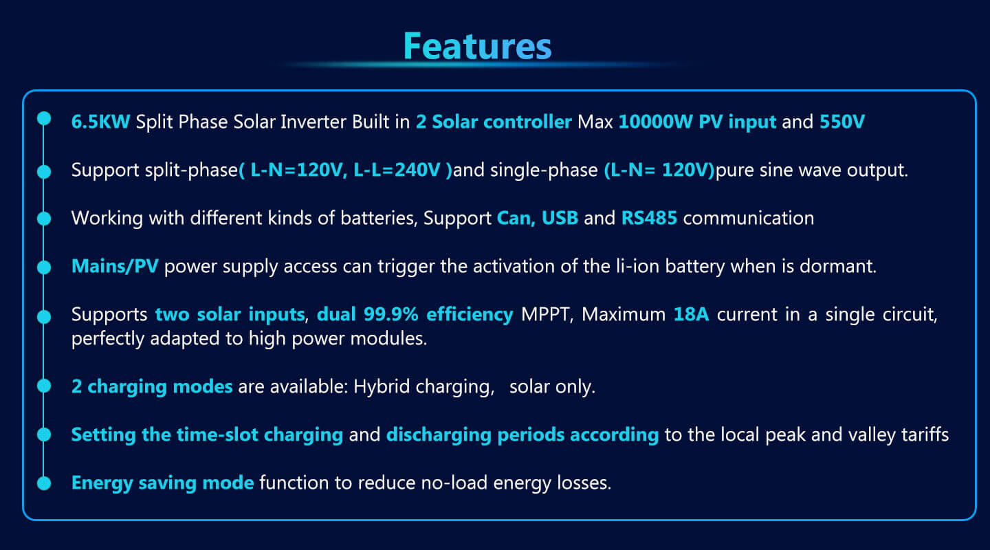 SungoldPower 6.5KW 48V Split Phase Solar Inverter SPH6548P - Reliable Off-Grid Power Solution