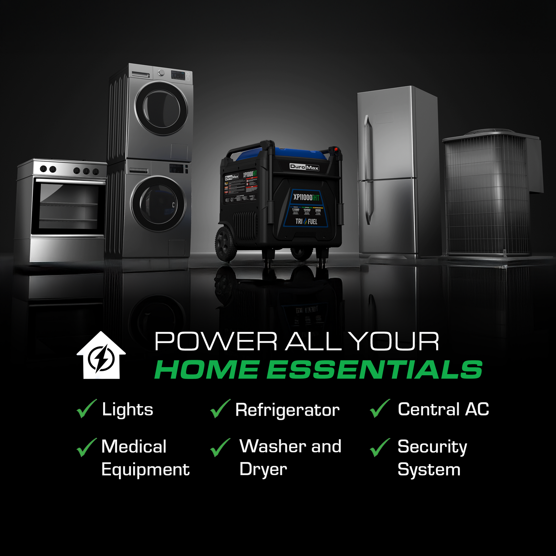 DuroMax XP11000iHT 11,000 Watt Tri Fuel Inverter Generator - Power Your Home with Ease