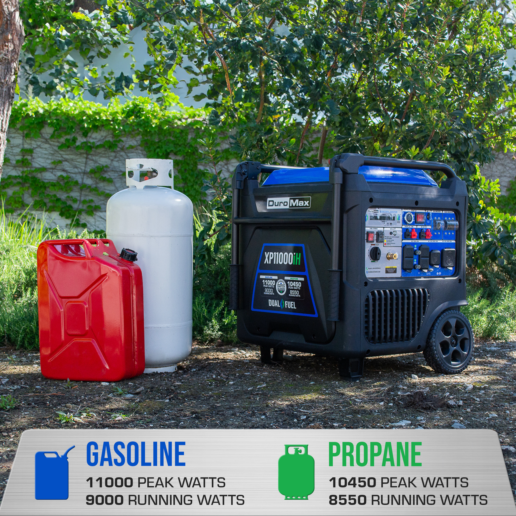 DuroMax XP11000iH 11,000 Watt Portable Dual Fuel Inverter Generator - Quiet & Reliable Power
