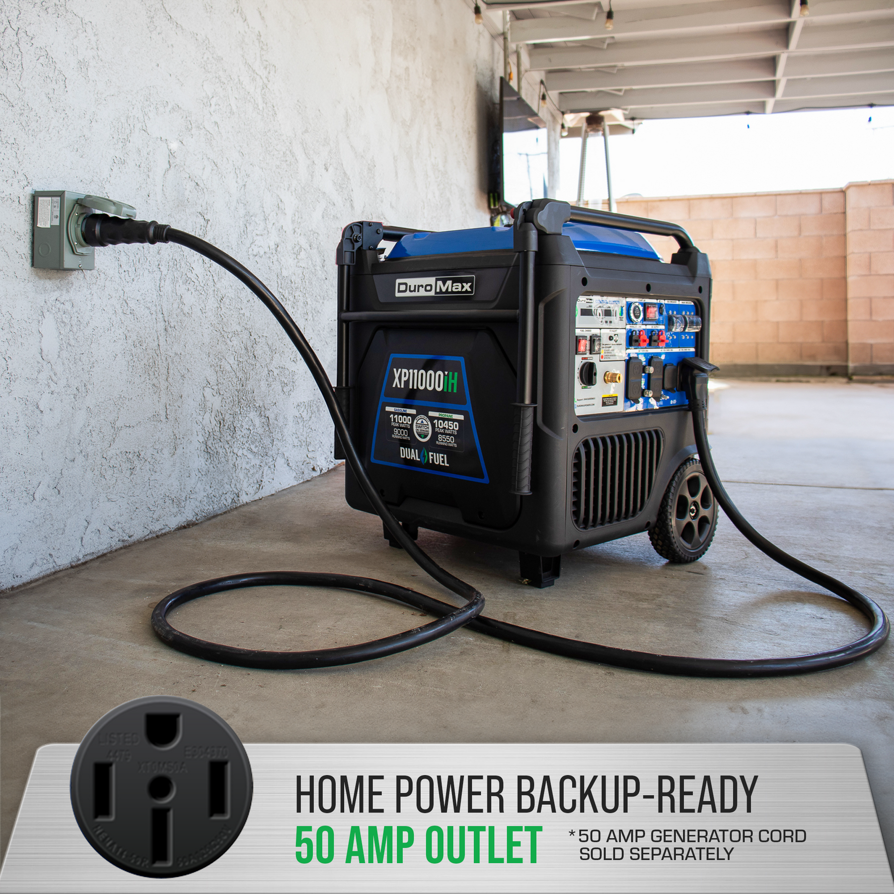 DuroMax XP11000iH 11,000 Watt Portable Dual Fuel Inverter Generator - Quiet & Reliable Power