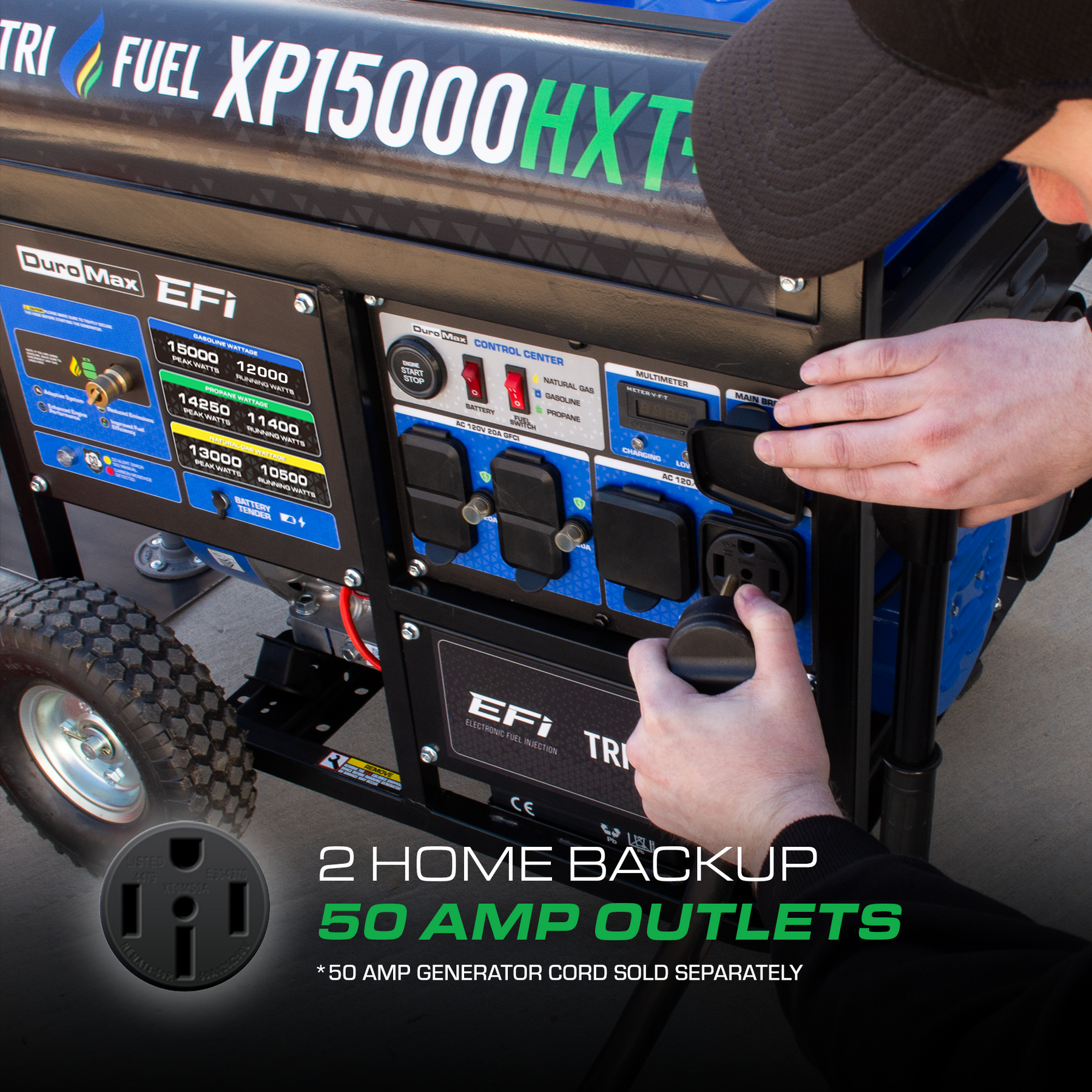 DuroMax XP15000HXT+ 15,000 Watt Tri Fuel Portable Generator