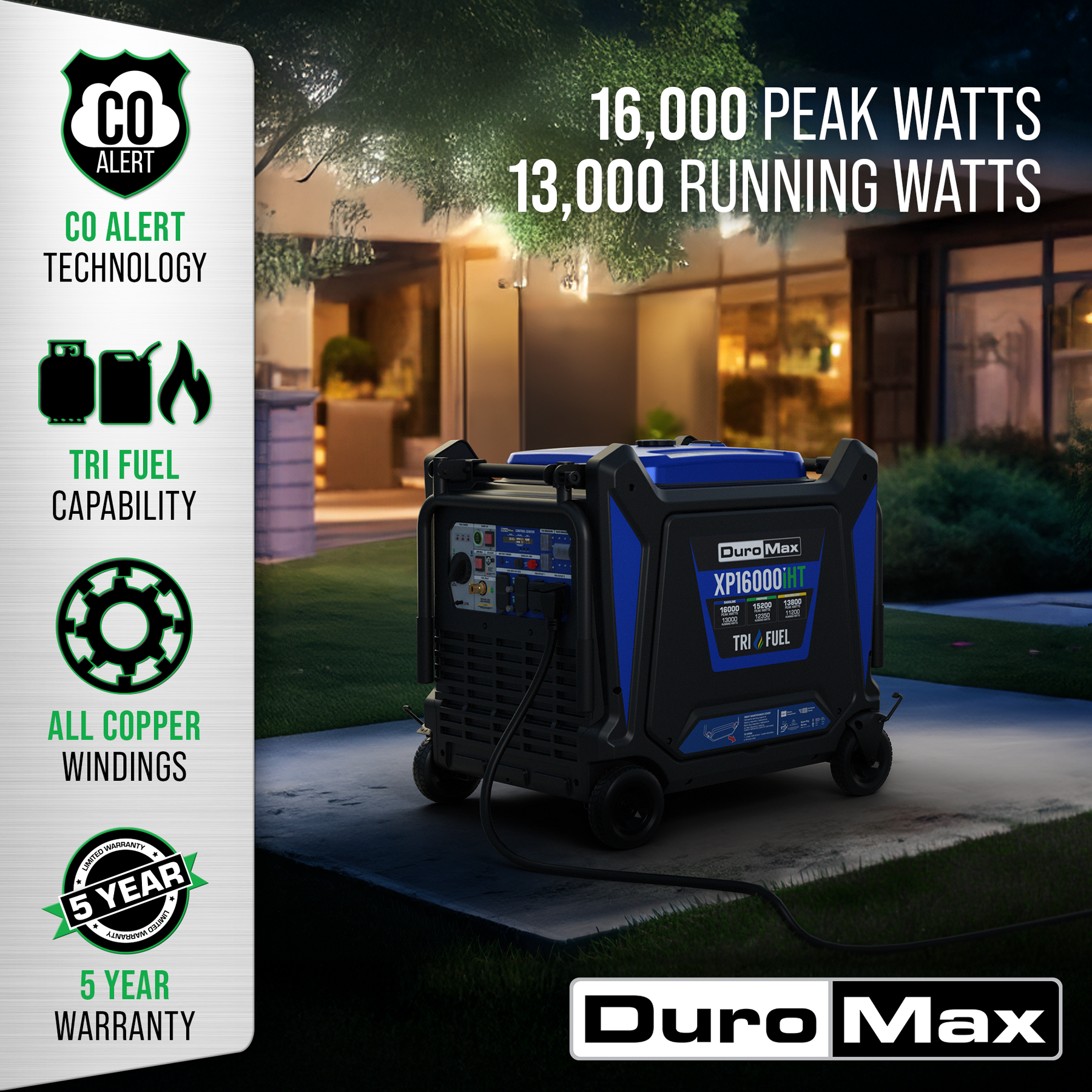 DuroMax XP16000iHT 16,000 Watt Portable Tri Fuel Inverter Generator - Ultimate Power Solution