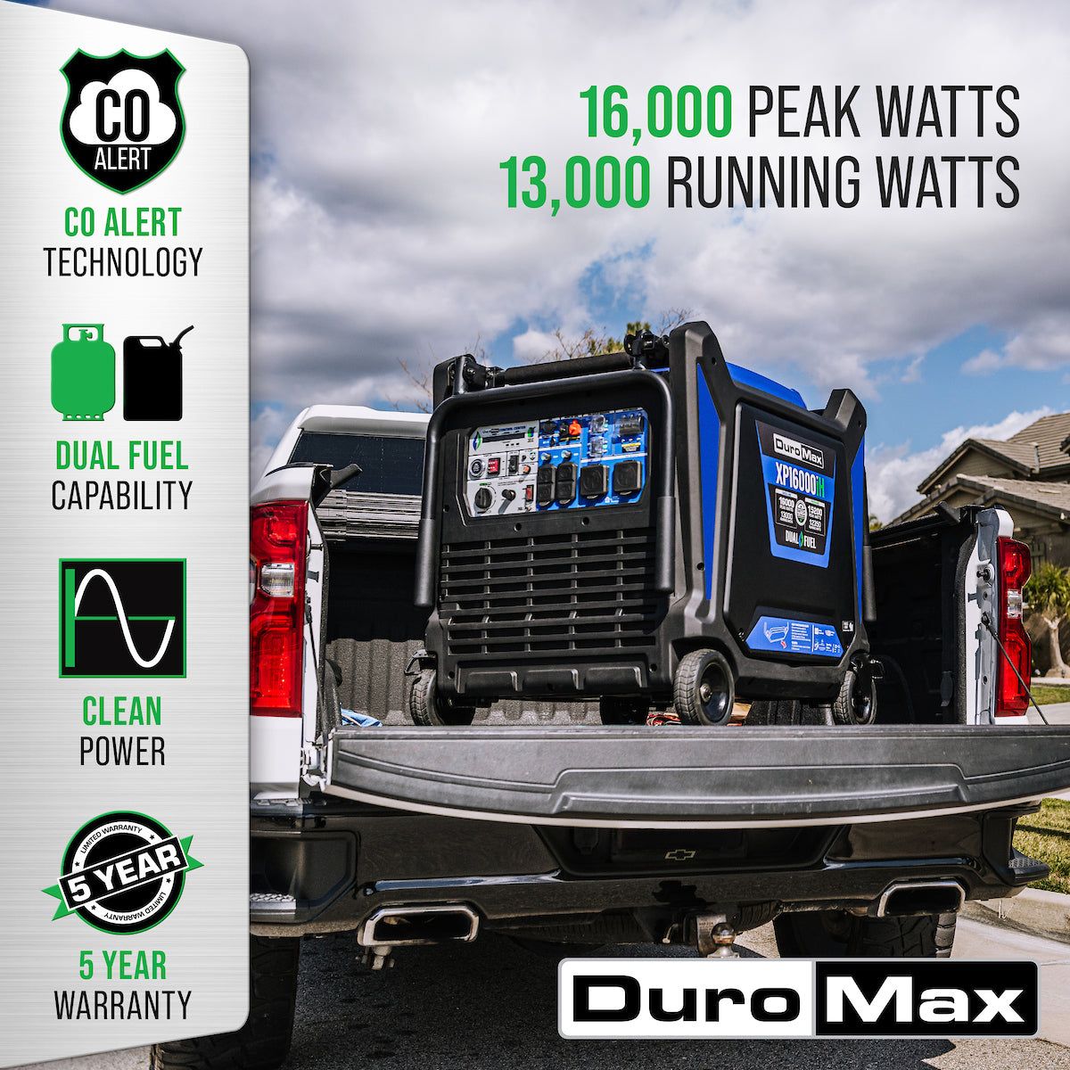 DuroMax XP16000iH 16,000 Watt Portable Dual Fuel Inverter Generator - Power Your Home Anywhere