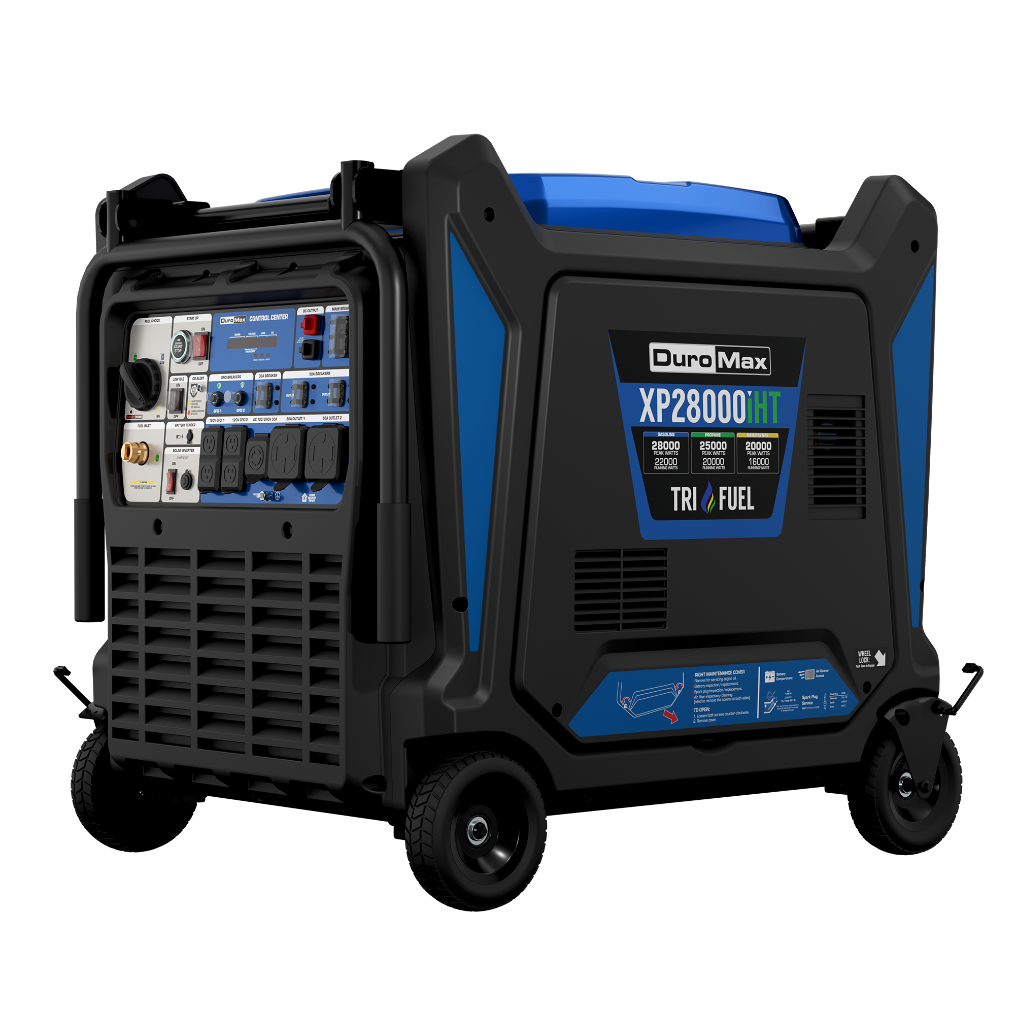 DuroMax 28,000 Watt Tri Fuel Portable Inverter Generator with CO Alert