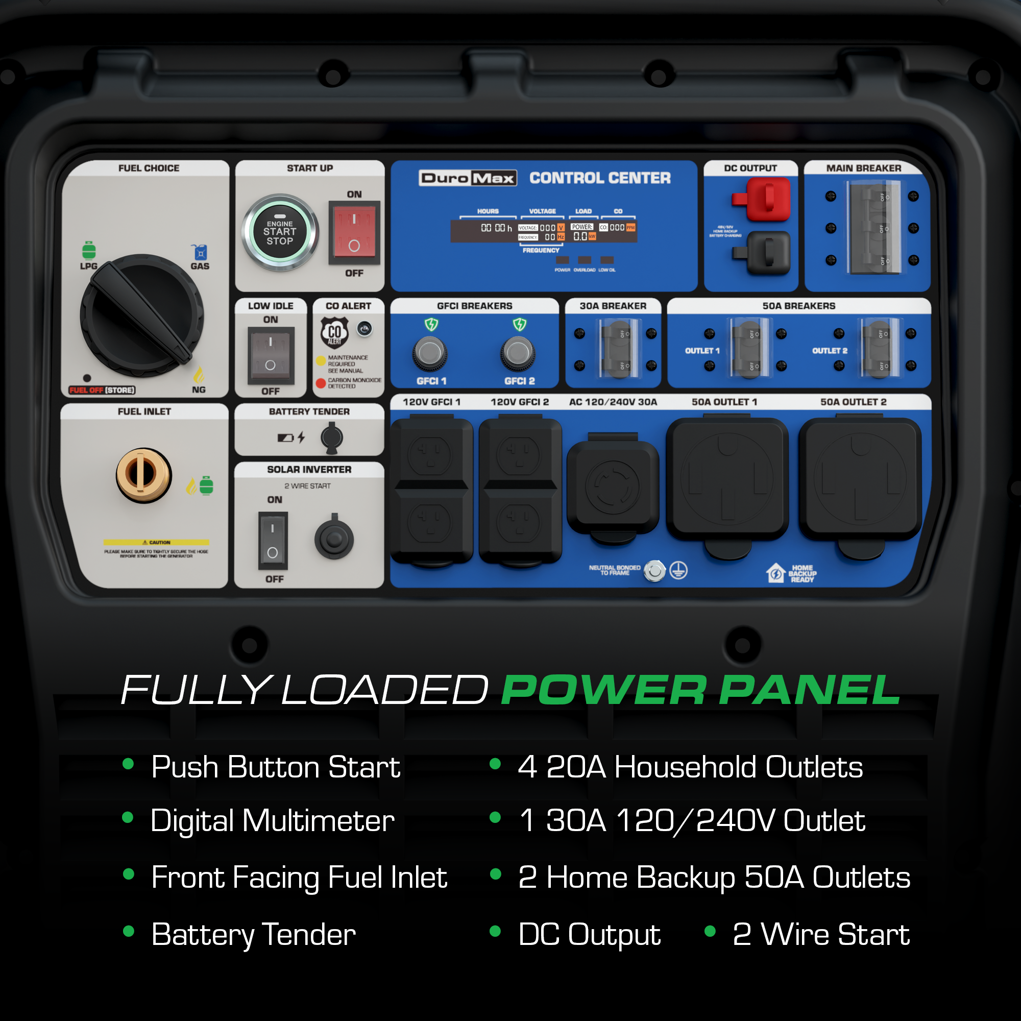 DuroMax 28,000 Watt Tri Fuel Portable Inverter Generator with CO Alert