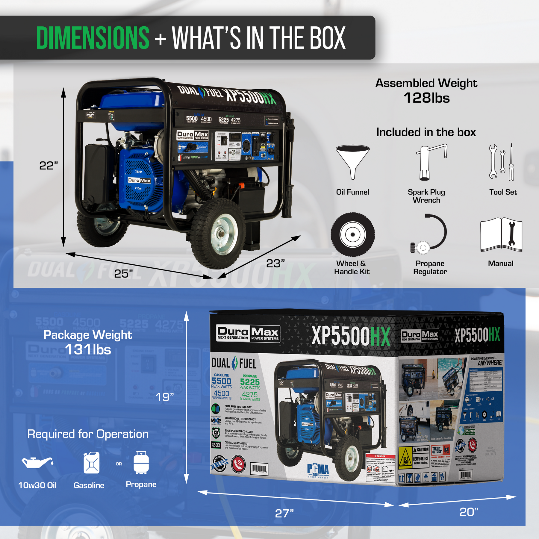 DuroMax XP5500HX 5,500 Watt Dual Fuel Portable Generator with CO Alert