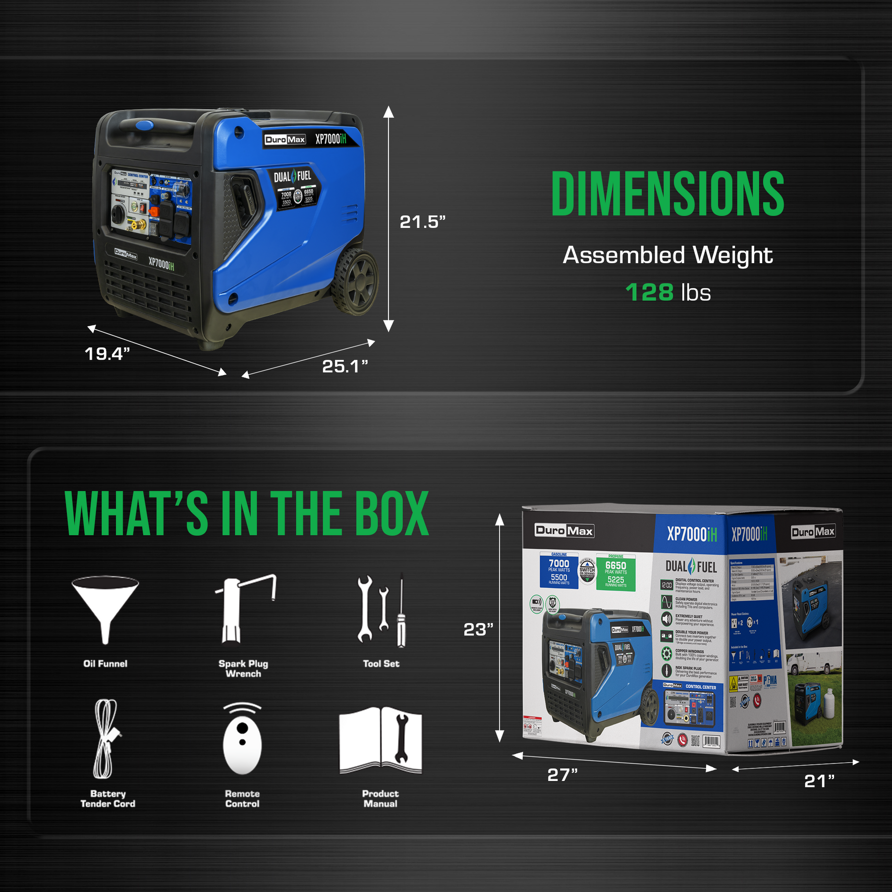DuroMax XP7000iH 7,000 Watt Portable Dual Fuel Inverter Generator - Power Anywhere, Anytime