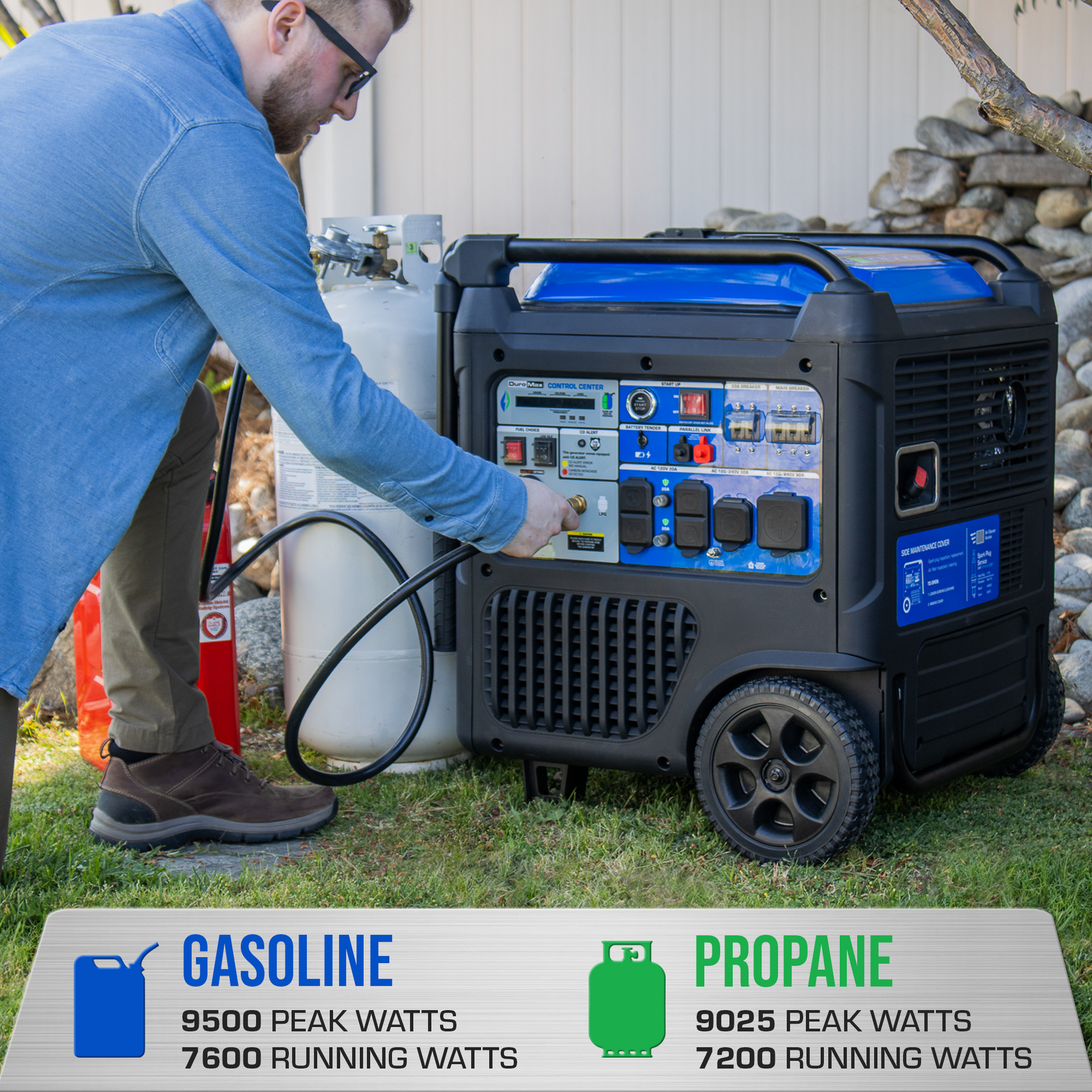 DuroMax XP9500iH 9,500 Watt Portable Dual Fuel Inverter Generator
