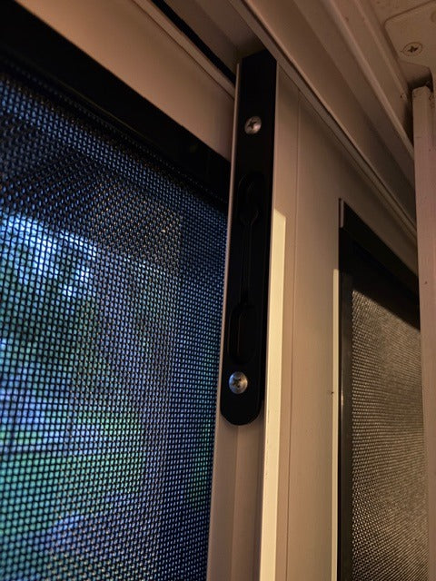 Detail of security mesh and sliding latch, representative only