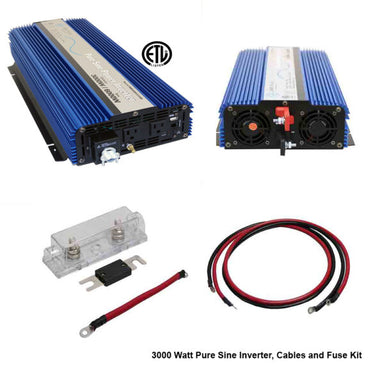 AIMS Power 3000 Watt Pure Sine Inverter Kit Reliable Backup Power for Preppers complete system with all essential components and accessories for clean AC power conversion applications