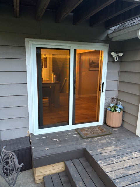 Supplier photo of sliding security-screen installation, representative only